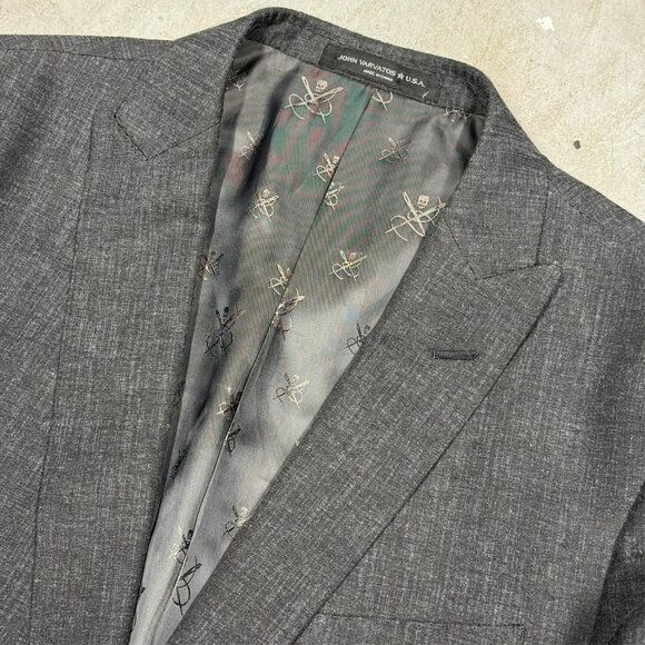 John Varvatos USA Blazer Signature Tailored Cotton Sport Coat Textured Grey 42R - Picture 7 of 10